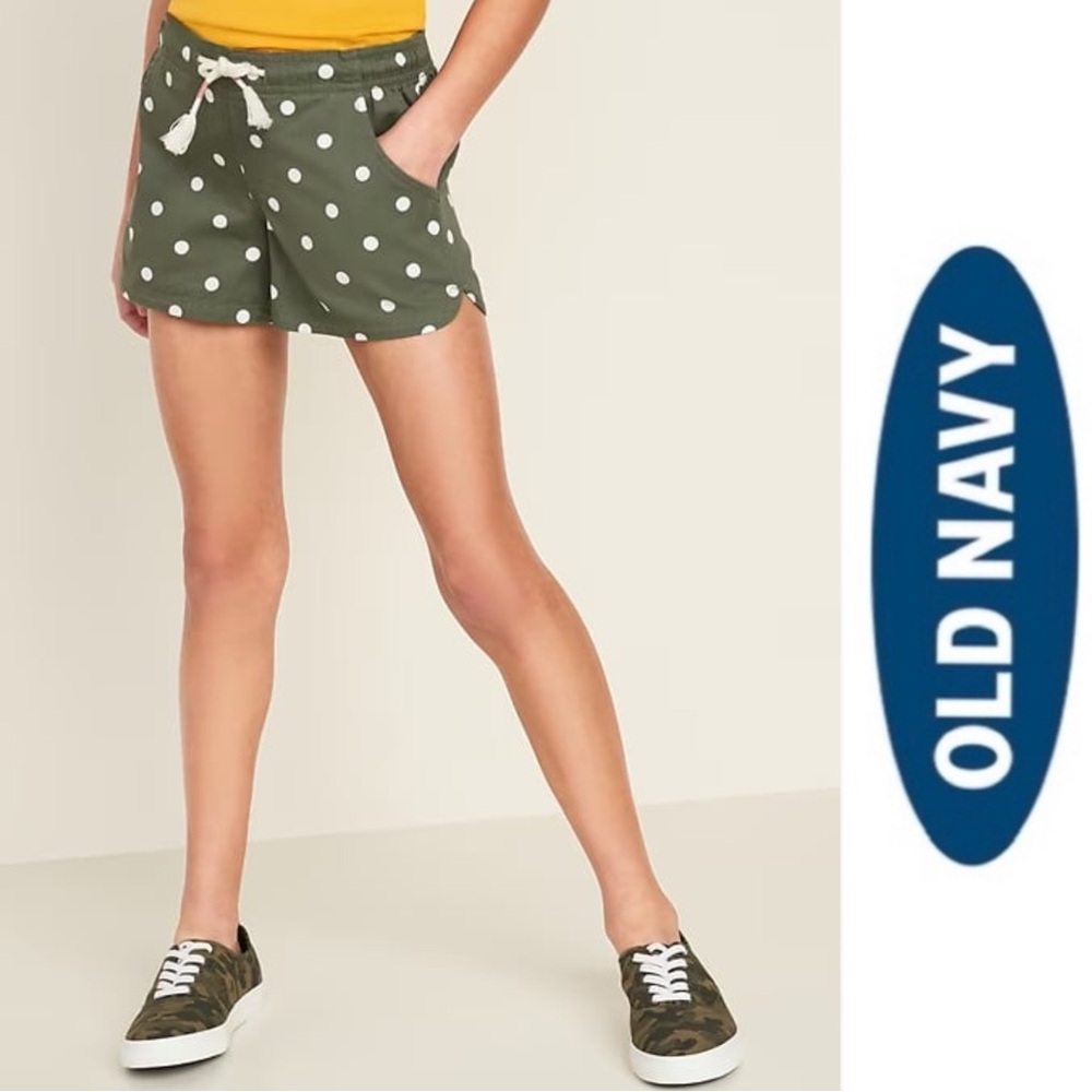 Old Navy | Olive Polka Dot Functional-Drawstring Pull-On Shorts | Size XL (14)